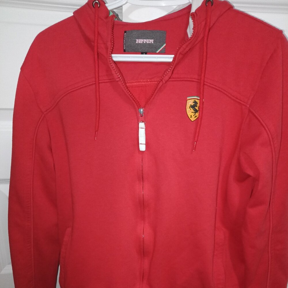 Ferrari Kids Zip up Red Jacket/Hoodie - Size L